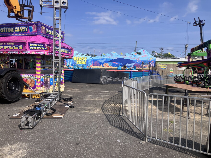 Filming equipment at Keansburg Amusement Park, the set of "Grown-Ups 3".
