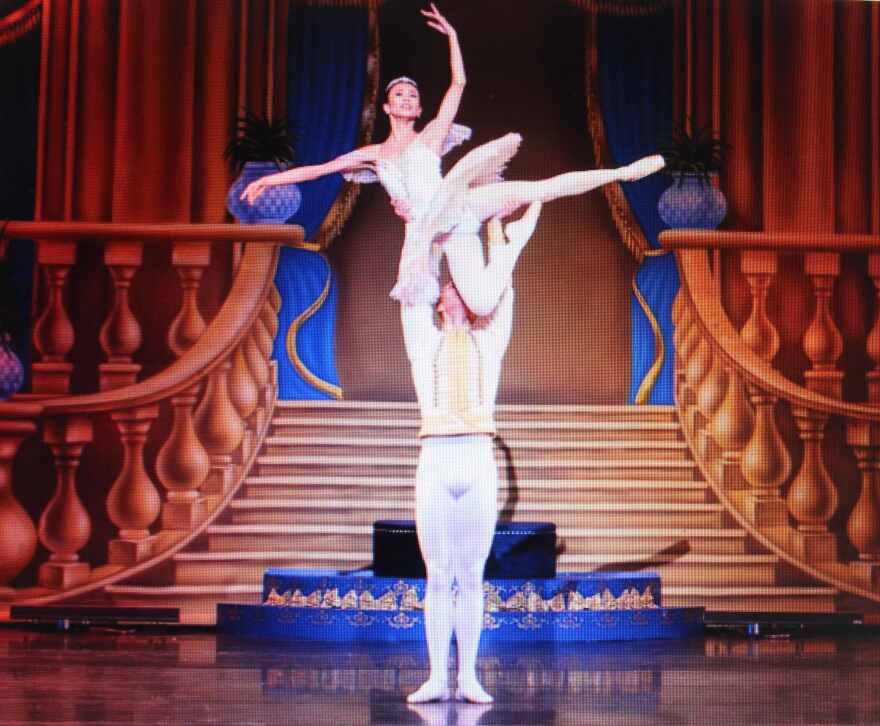 The Snow Queen gains altitude during the Naples Ballet's performance of 'The Nutcracker.'