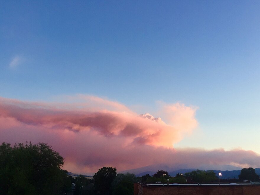 Smoke from the Lolo Peak Fire seen from Missoula on the evening of August 16, 2017.