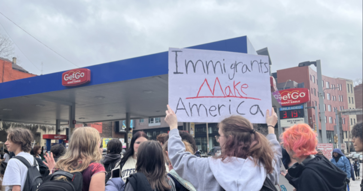 Students at Pittsburgh's Allderdice High School walk out in protest of ICE