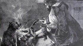 Illustration from a 19th-century edition of <em>Robinson Crusoe</em>, a novel by Daniel Defoe first published in 1719. It relates the story of Robinson Crusoe, stranded on an island for 28 years and his subsequent fight for survival. Out of desperation, he became a master of innovation, especially at preparing meals.
