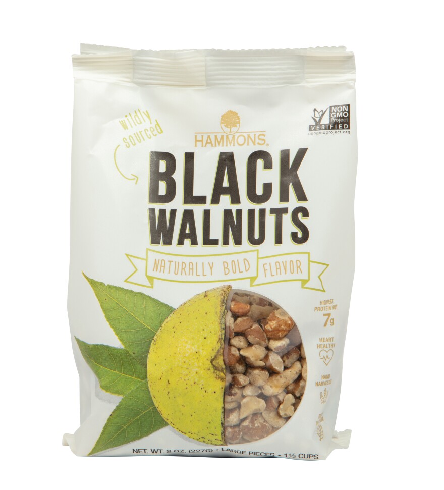 A bag of black walnuts from Missouri-based Hammons Black Walnuts.
