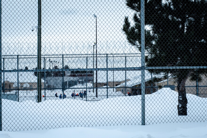 Inmates spend time outside at the Kincheloe prison complex in Michigan’s Upper Peninsula. Corrections officers say staffing shortages place both staff and inmates at risk.