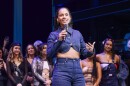 Singer Alicia Keys appears at the curtain call on the opening night of her Broadway musical "Hell's Kitchen" at the Shubert Theatre in New York on April 20, 2024.