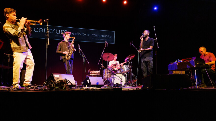 Kneebody performs with vocalist Michael Mayo during 2026 Jazz Port Townsend.