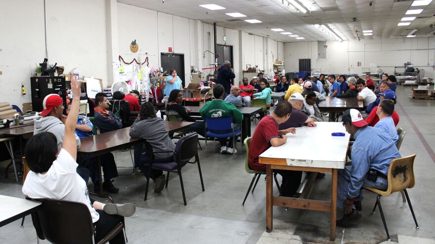 Students take a class on job and daily life skills such as using public transportation at the Arc of Alameda in Union City.