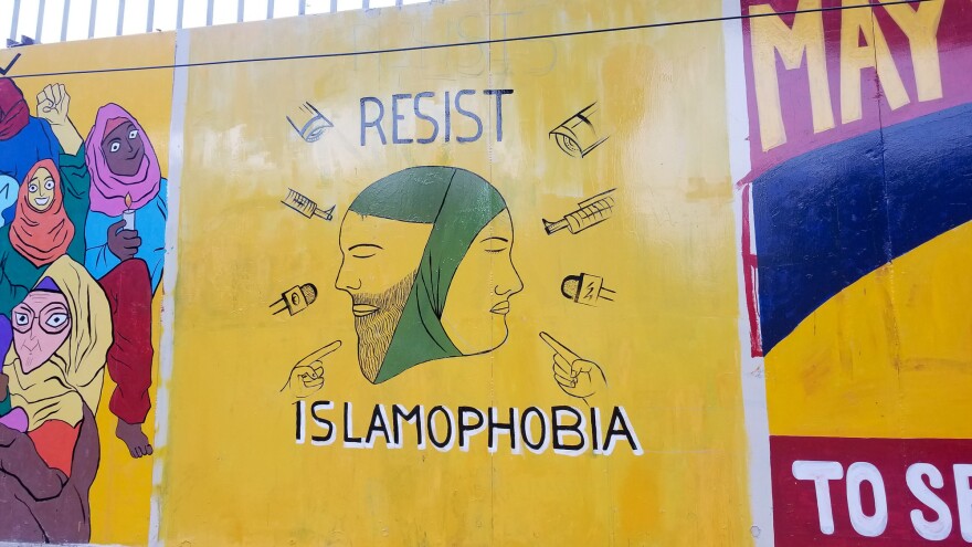 Murals on the outer walls of the campus of Jamia Millia Islamia in New Delhi, where students have been protesting a new citizenship law that excludes Muslim refugees.