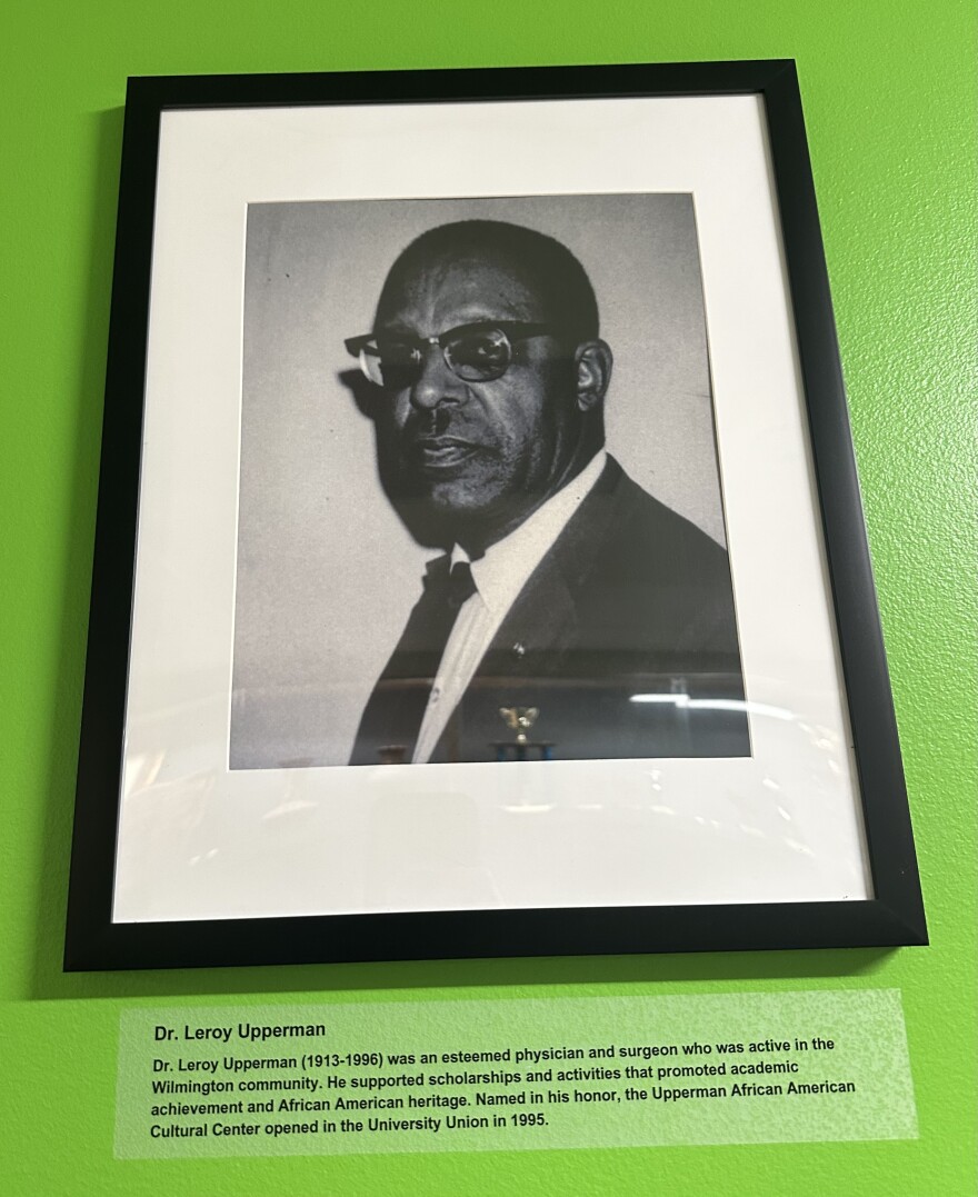 This hangs in the Upperman Center — a brief biography of Dr. Leroy Upperman.