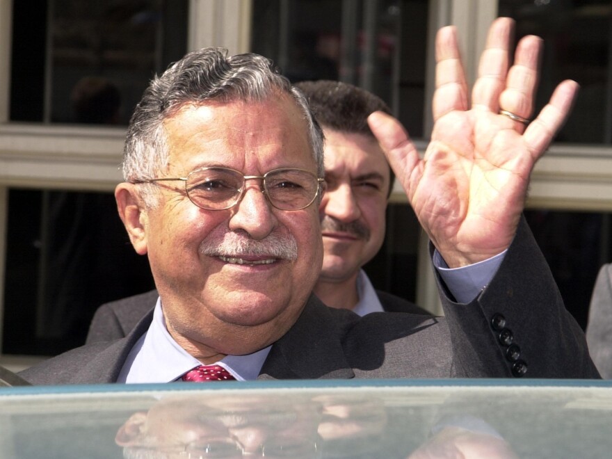 Jalal Talabani, shown here in 2003 in Istanbul, died Tuesday in Germany at age 83.