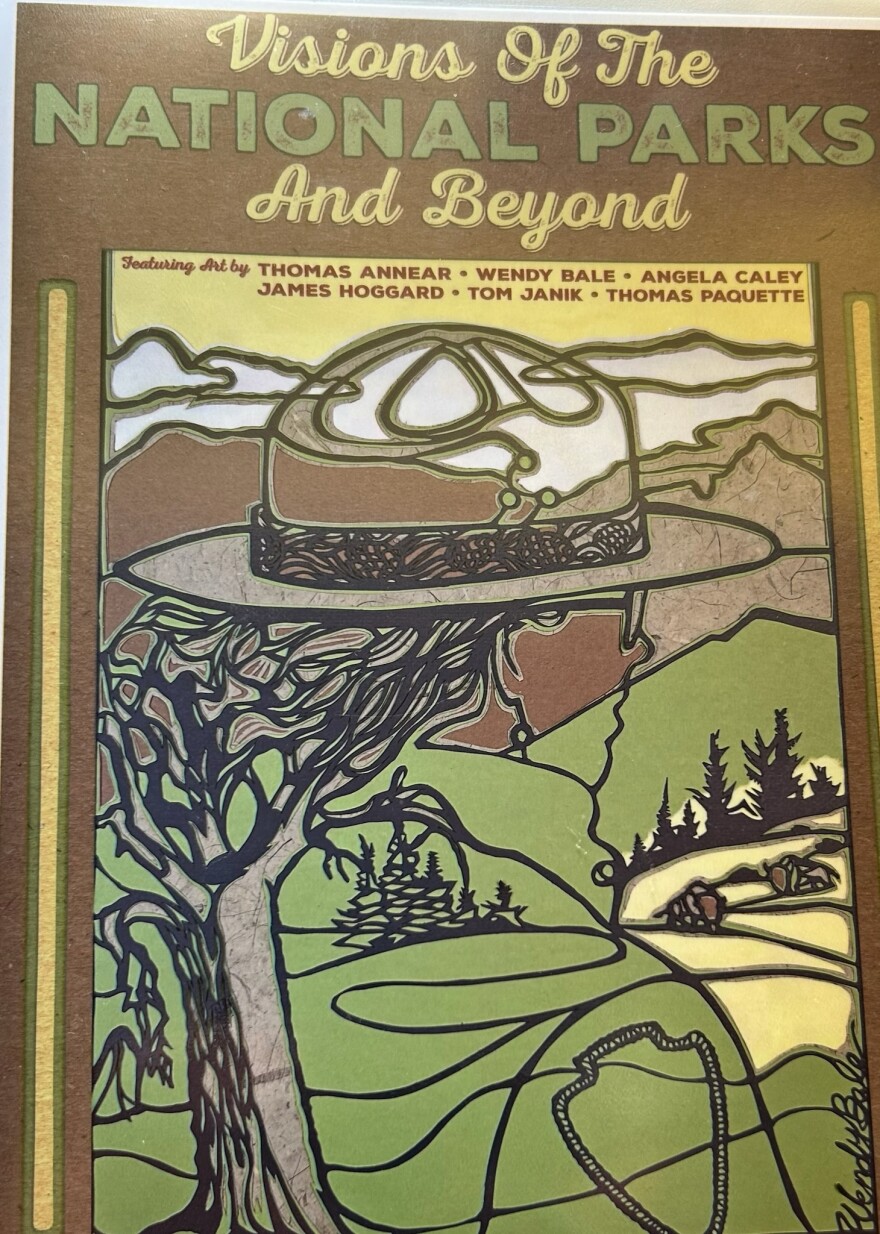 A paper-and-paint art work depicts the outline of park ranger.