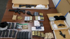 Some of the weapons and ammunition seized by Santa Barbara Police in connection with a double murder