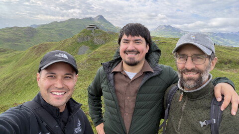 From left to right: Aaron Young, Carter Price and Kevin Guerreri on Bunker Hill in Unalaska.
