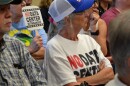 Protesters used their "no data center in Tonganoxie" signs and shirts to show their opposition for the proposed data center.