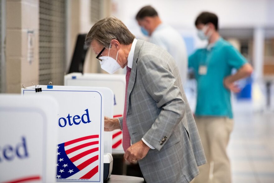 Voters cast ballots at a polling station at Dreher High School in Columbia, South Carolina.