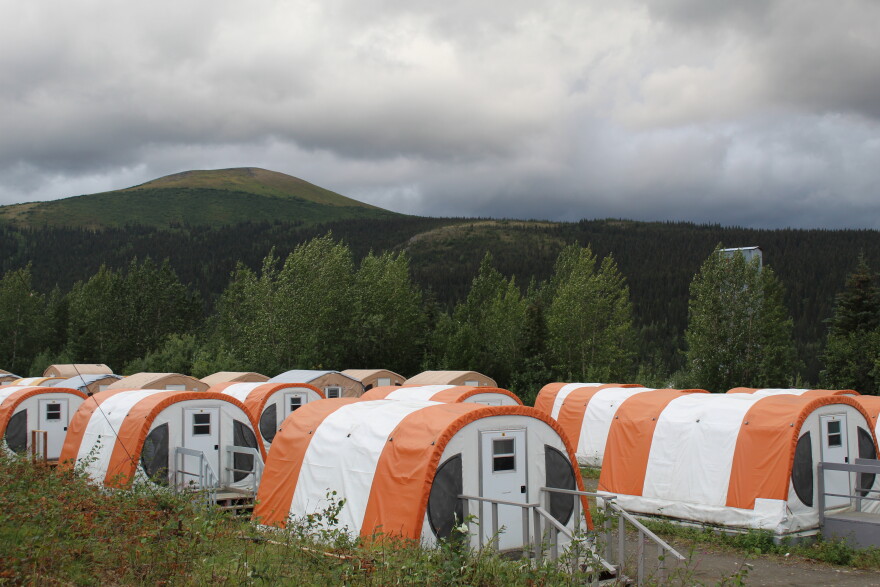 Tents at Ambler Metal's Bornite Camp during 2026 summer exploration season. Bornite is located in the Ambler mining district and would connect to both the proposed Arctic mine and Ambler Road.