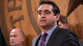  Texas GOP Chair Matt Rinaldi at a news conference on Aug. 30, 2021. 
