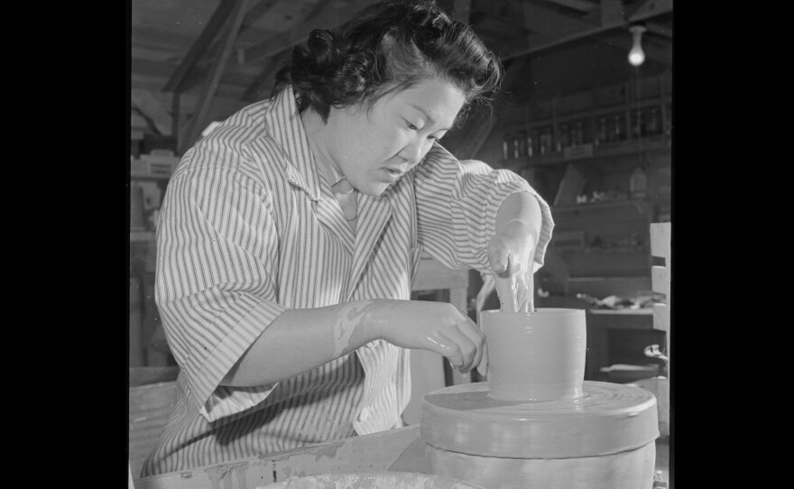 FILE: Minnie Negoro doing ceramics at Heart Mountain in Park County, Wyoming.