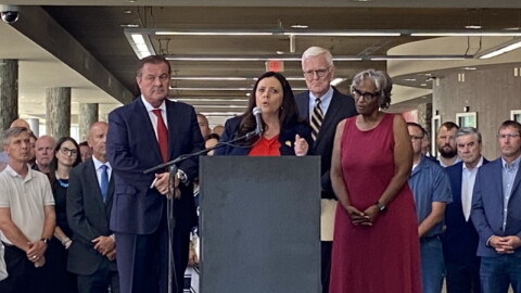 (L-R) Rep. Mike Coffey, Springfield Mayor Misty Buscher, Sangamon Co. Board Chair Andy Van Meter and Sen. Doris Turner