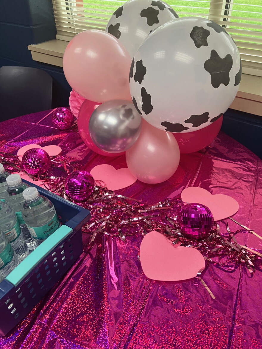Some of the pink-themed decorations that enlivened Longfellow Liberal Arts (which has 250 K-6 students) on Friday, Sept. 25, 2026.