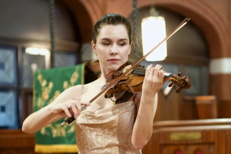 KPR Classical Music Director, Destiny Ann Mermagen, playing the violin.