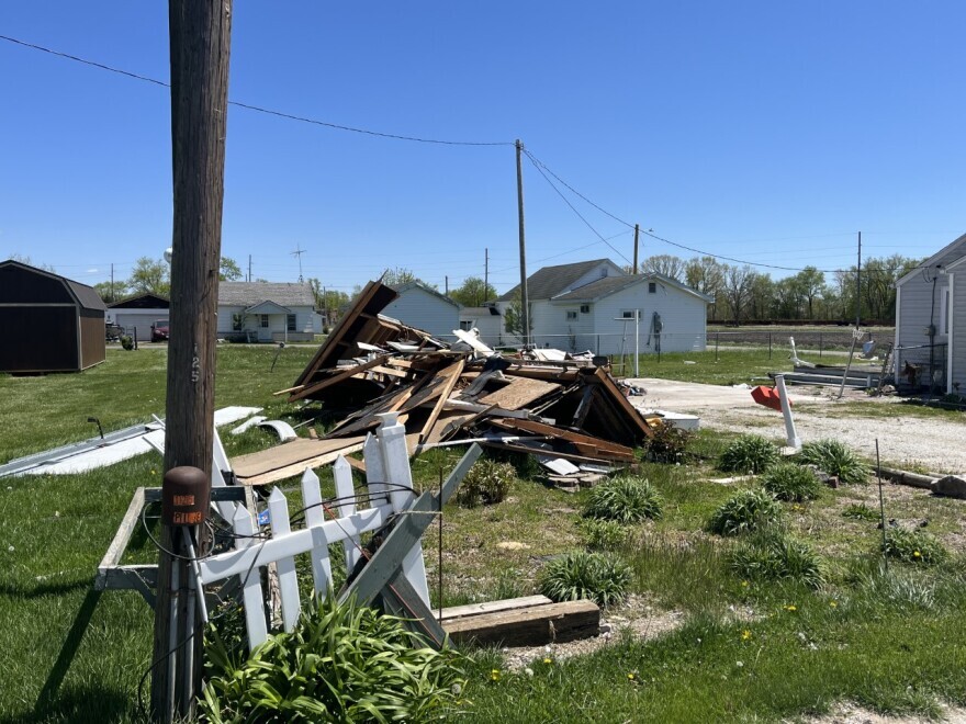 Piles of debris like this one dotted a small neighborhood across from Bryant after the April 4 tornado.