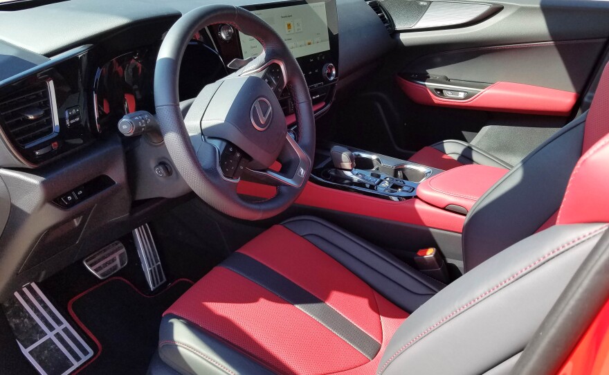 Inside, the Redline (bright red) test NX featured stunning red and black perforated leather seats along with red leather on the doors and console.