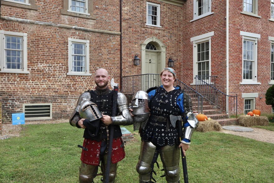 The Tidewater Dogs of War, which engages in medieval combat, will be participating in the Tournament of the Castle at Bacon's Castle in Surry. Nick Johnson, left, and Spencer Siebeck, are presidents of the club and members of the restoration team at Preservation Virginia.