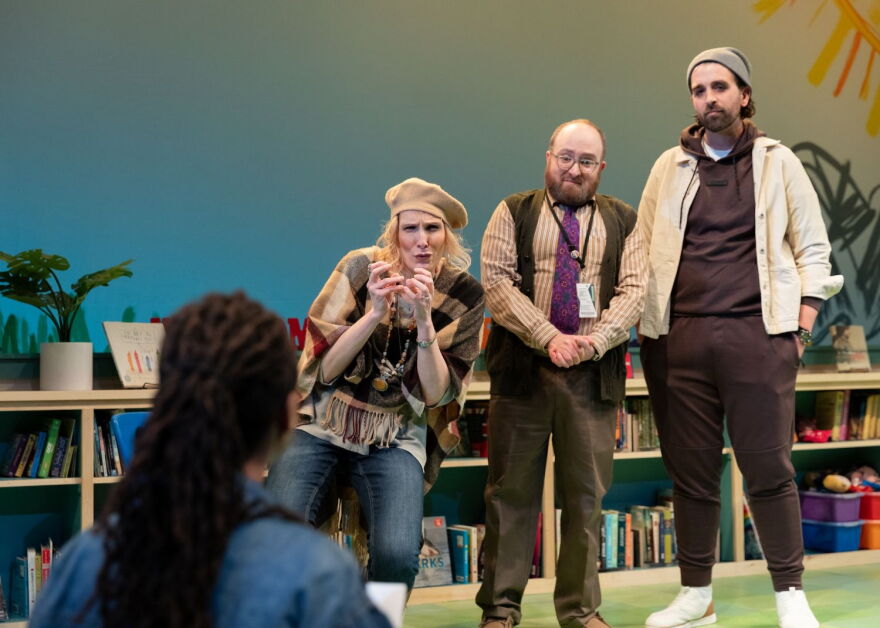 L to R: Deb Martin (Suzanne), Gabriel Graetz (Don), Benjamin Grills (Eli); Foreground: Daraja Hinds (Carina)