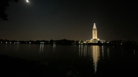 Louisiana State Capitol at night