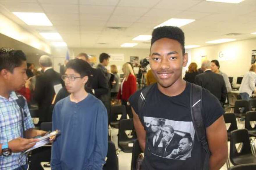 Lockheed Martin wants middle school students like Khalil Simmons to go on to careers in Science, Technology, Engineering and Math. Photo- Matthew Peddie / WMFE