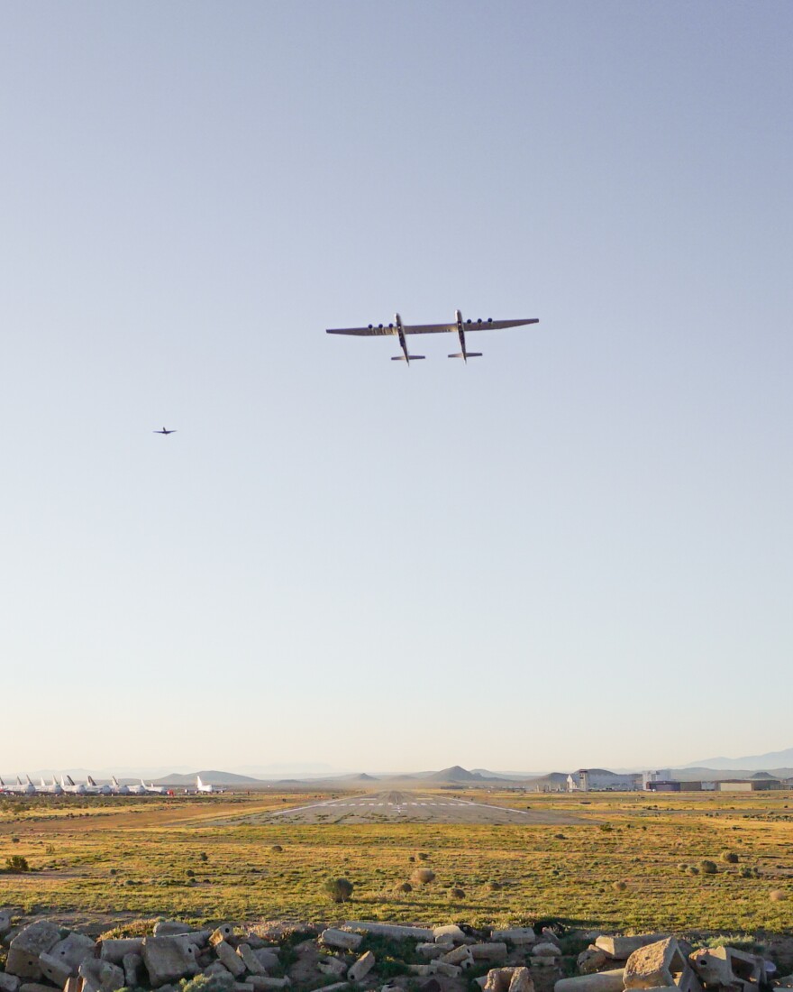 With a wingspan greater than the length of an American football field, the Stratolaunch successfully completed its first test flight Saturday morning.