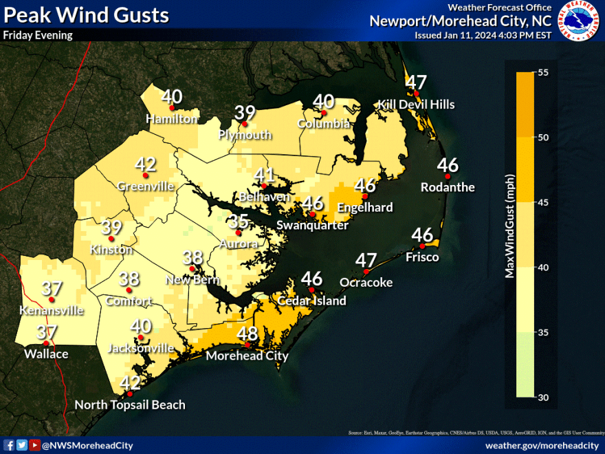 Meteorologists with the National Weather Service in Newport say threats could include severe thunderstorms this evening with damaging wind gusts and perhaps an isolated tornado.