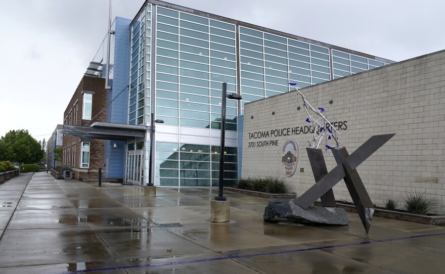 The headquarters for the Tacoma Police Department. The Washington attorney general charged two Tacoma police officers with murder and another with manslaughter in the death of Manuel Ellis, a Black man who died after telling officers he couldn't breathe.