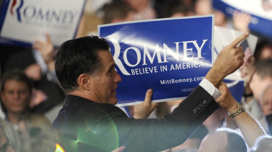 Mitt Romney greets supporters in Manchester, N.H., after winning the New Hampshire primary.