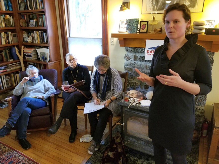 Candidate Katie Wilson from Keene, N.Y. made the pilgrimage to Middlebury, Vt. hoping to find support and raise money.