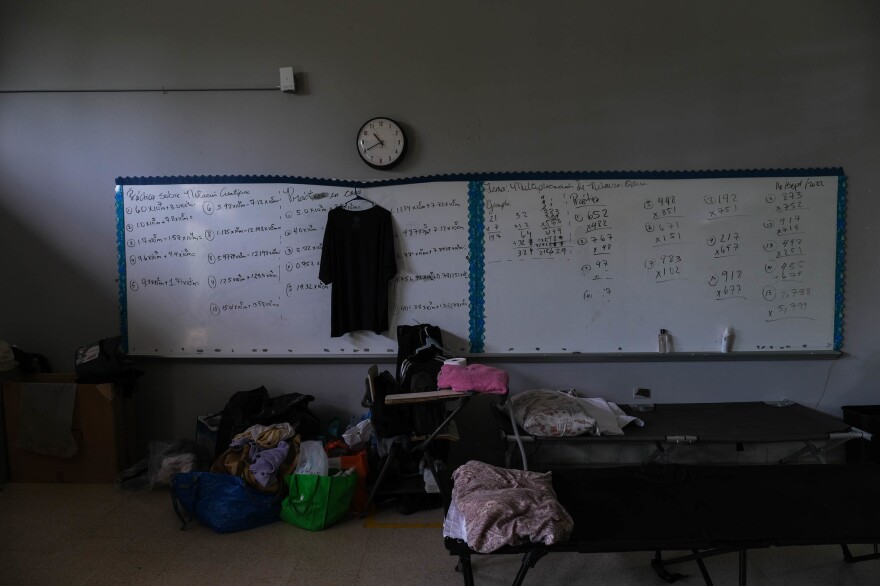 The refuge at the Carlos Colón Burgos High School hosts families and individuals from the devastated communities of Salinas.