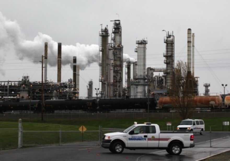 A security truck outside the Tesoro Refinery on March Point in Anacortes, WA, on Friday, April 2, 2010.