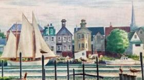 Proud Sails, Lewes, 1946, oil painting, Howard Schroeder