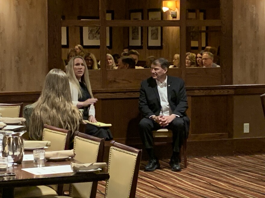 Rounds answers questions at a Rapid City meeting