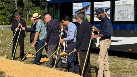 Gainesville officials helped break ground on the Eastside Transfer Station. Present were the interim city manager, commission members, the mayor and RTS representatives.