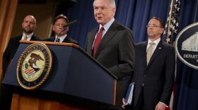 Attorney General Jeff Sessions and other law enforcement officials hold a news conference at the Department of Justice on July 20, 2017, in Washington, D.C. (Chip Somodevilla/Getty Images)