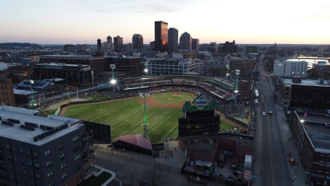 Dayton Dragons ballpark at night