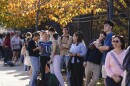 Students wait in line to vote Nov. 5, 2024, outside Kirby Sports Complex in Easton, Northampton County, Pennsylvania. (Matt Smith / For Spotlight PA)
