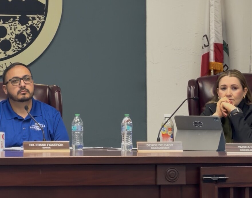 Mayor Frank Figueroa and Councilwoman Denise Delgado.