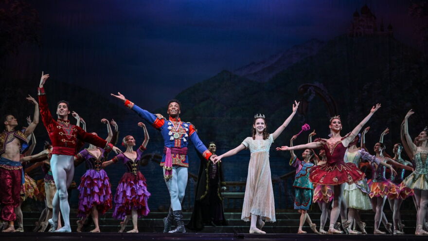 Ballet RI’s 2025 production of “The Nutcracker” featuring Ballet RI company dancer Styles Dykes as The Nutcracker Prince and School of Ballet RI student Emma Gaines as Clara.