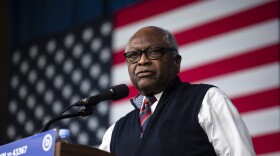 FILE - Rep. Jim Clyburn, D-S.C., speaks during the Democratic National Committee Winter Meeting, Feb. 4, 2023, in Philadelphia. Clyburn is backing a former staffer in her effort to lead South Carolina's Democrats, as the state prepares to host in 2024 the party's opening presidential primary. (AP Photo/Matt Rourke, File)