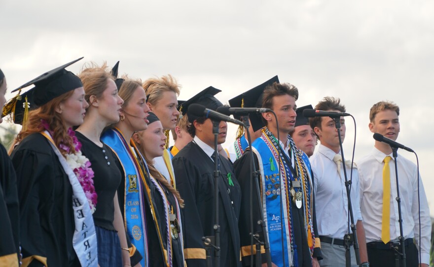 A choir sings at Wasatch High School Class of 2026 celebrates graduation May 28, 2026.