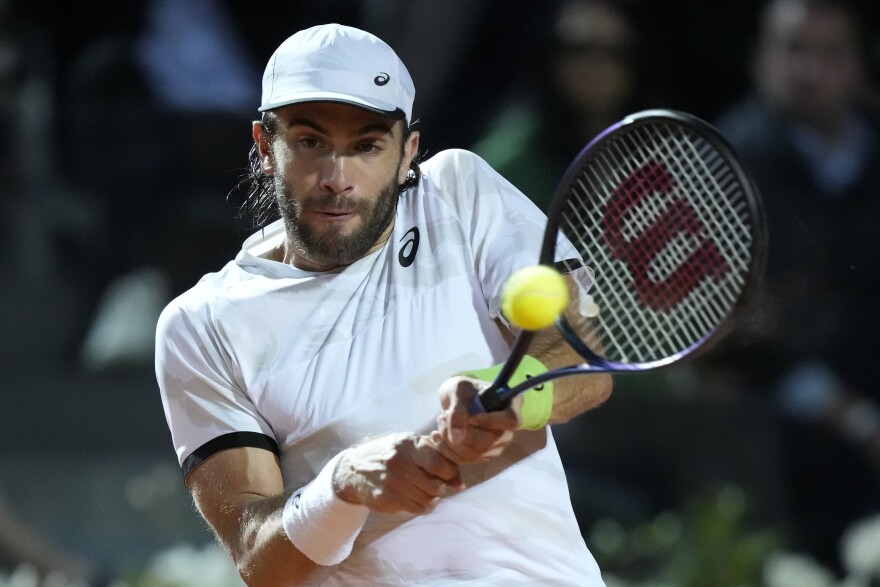 Borna Coric of Croatia returns the ball during a quarterfinal match at the Italian Open tennis tournament in May. He is the likely No. 1 seed in the 2023 Winston-Salem Open. (AP Photo/Andrew Medichini)