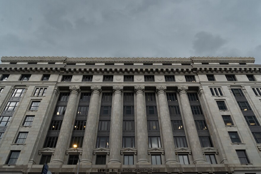 The front of the Fulton County Courthouse, the site of criminal proceedings against former President Donald Trump for election interference. The special grand jury's report that investigated those claims released Friday.