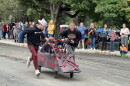 A team sprints down the track at the annual Chillicothe Coffin Races.